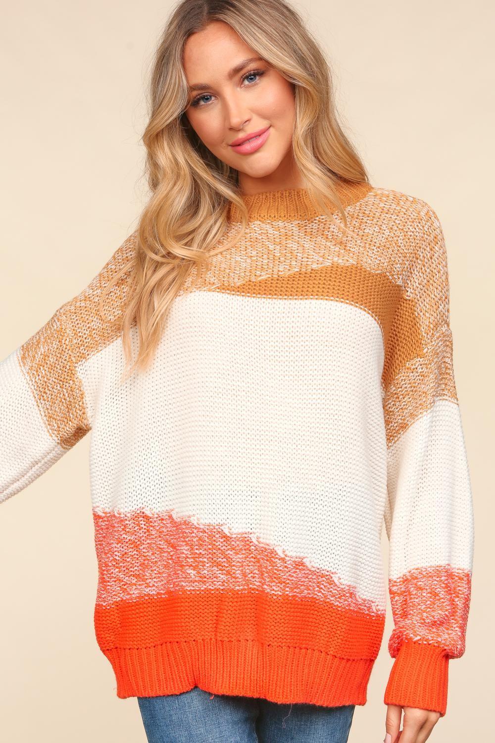 Haptics Color Block Long Sleeve Sweater-4