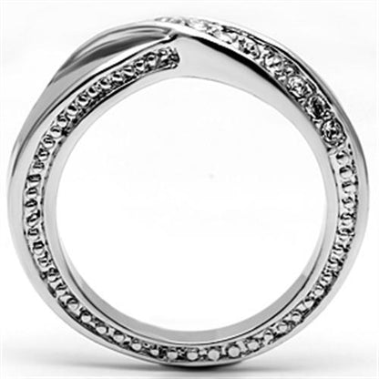 3W264 - Rhodium Brass Ring with Top Grade Crystal  in Clear-2