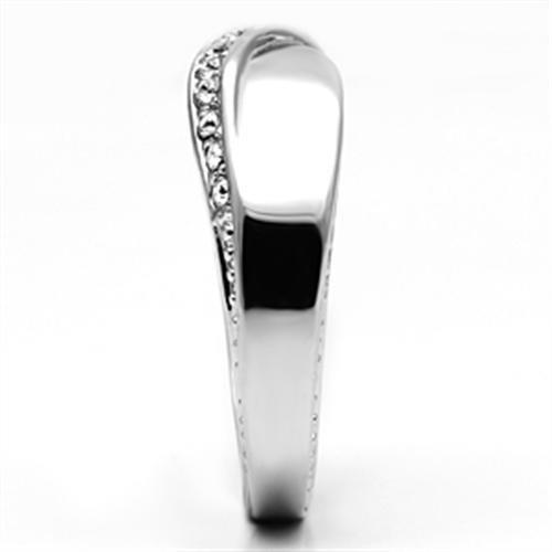 3W264 - Rhodium Brass Ring with Top Grade Crystal  in Clear-3