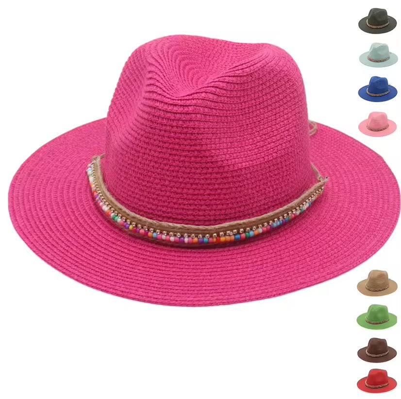 Prism Straw Fedora Hat-Orange-1