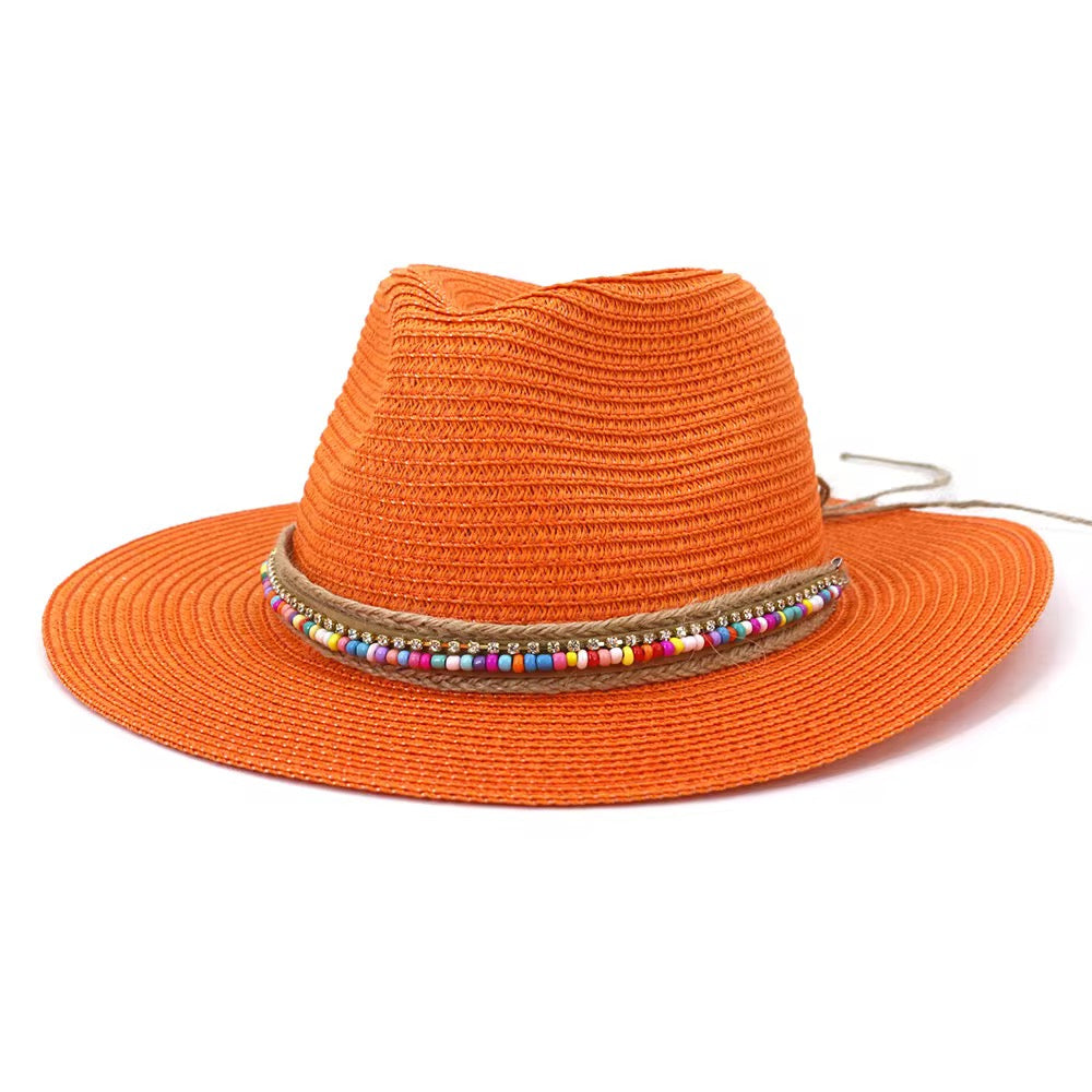 Prism Straw Fedora Hat-Orange-0