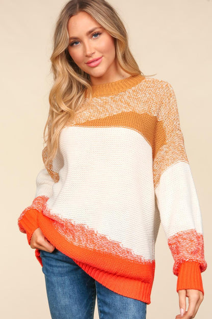 Haptics Color Block Long Sleeve Sweater-0