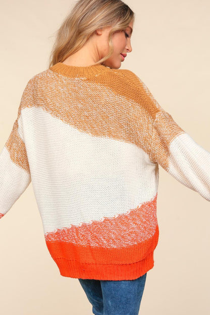 Haptics Color Block Long Sleeve Sweater-1