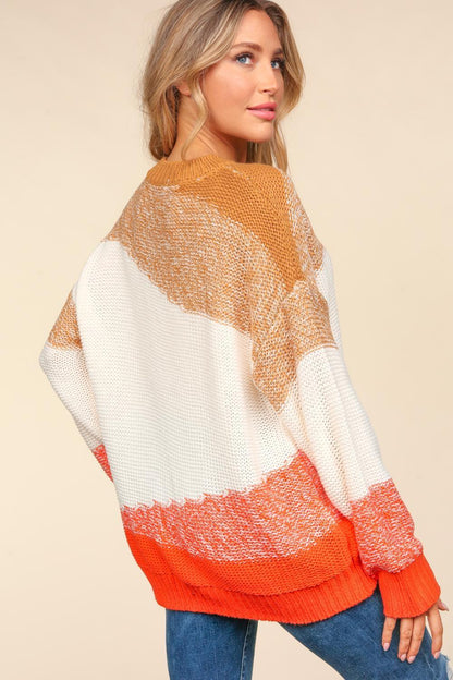 Haptics Color Block Long Sleeve Sweater-2