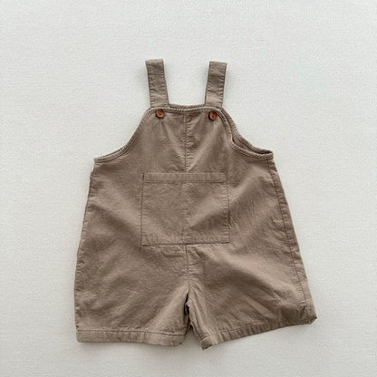 New Arrival Summer Baby Kids Solid Color Cotton Overalls-1